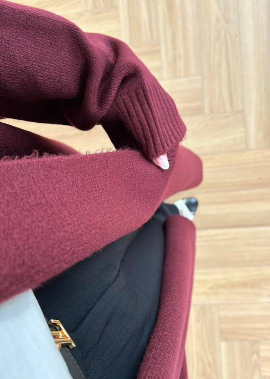 Basic Uzun Hırka BORDO