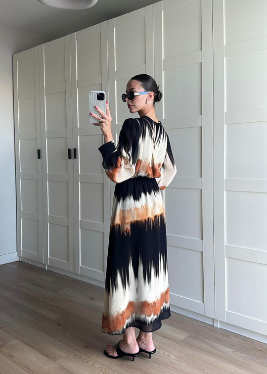 Batik Şifon Elbise RENKLİ