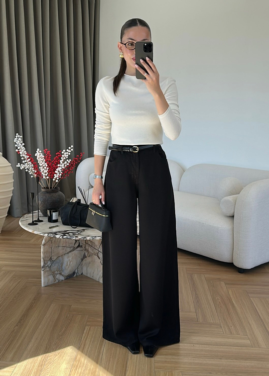Beli Lastikli Tensel Karışımlı Jean SİYAH