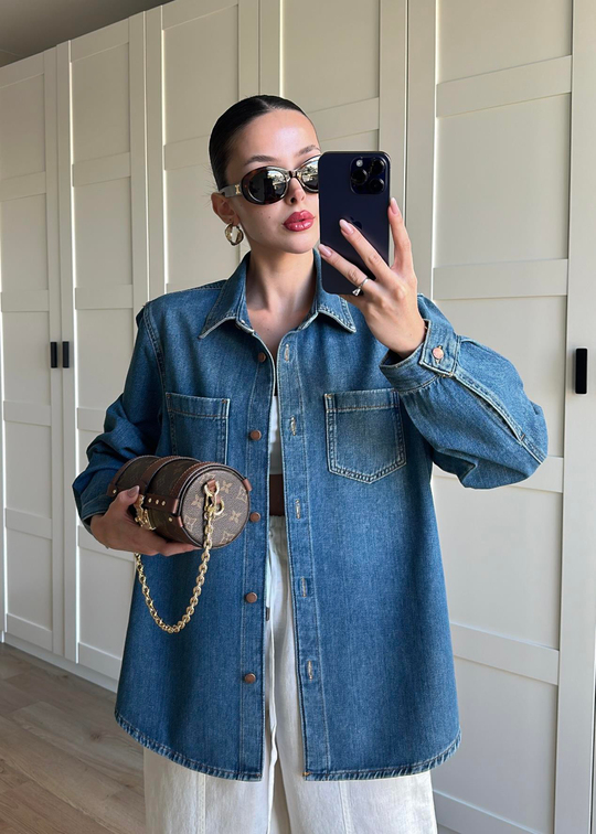 Benetton Denim Ceket Koyu Mavi