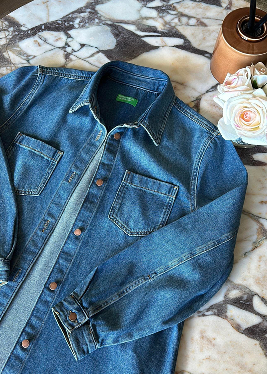 Benetton Denim Ceket Koyu Mavi