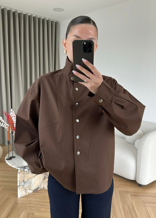 Botwing Çıtçıtlı Gömlek ACI KAHVE