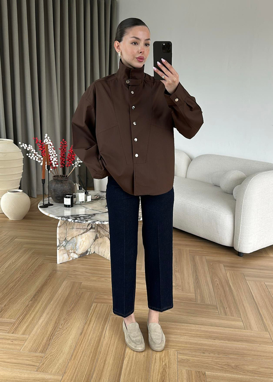 Botwing Çıtçıtlı Gömlek ACI KAHVE