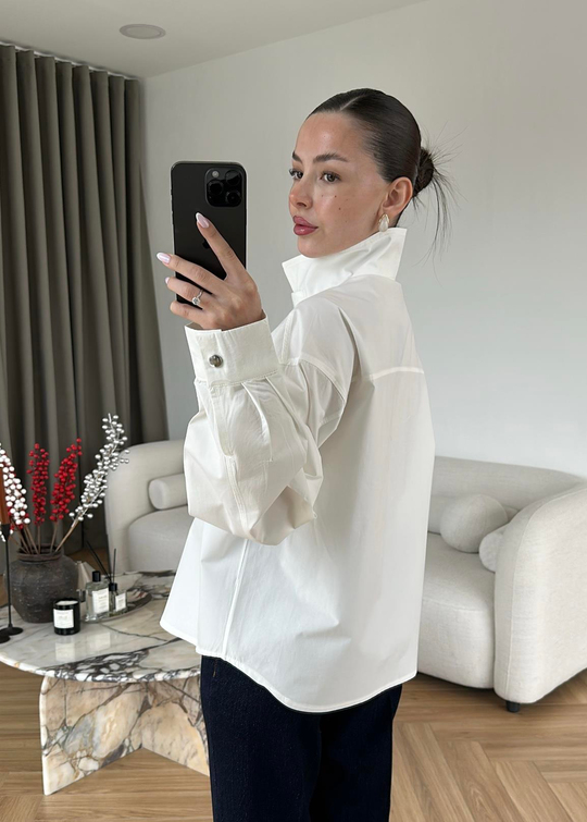 Botwing Çıtçıtlı Gömlek BEYAZ