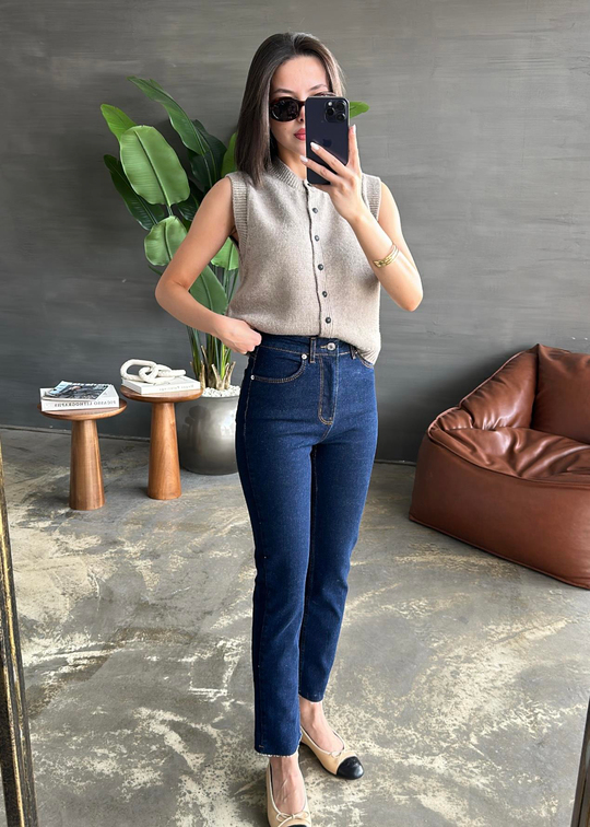 Boyfit Kesik Paça Jean KOYU LACİVERT