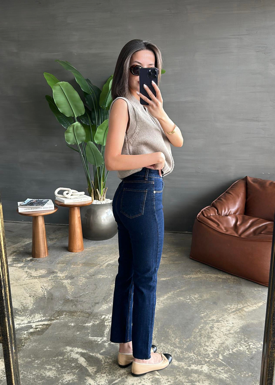 Boyfit Kesik Paça Jean KOYU LACİVERT