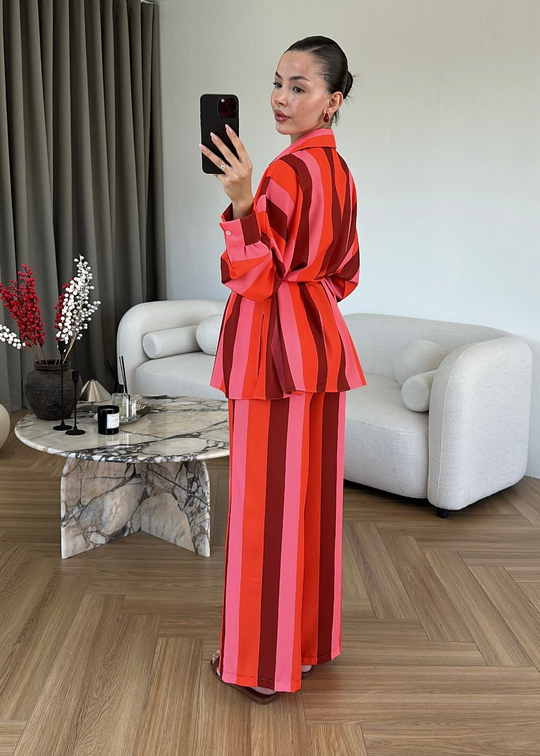 Boyuna Renk Bloklu Takım PEMBE
