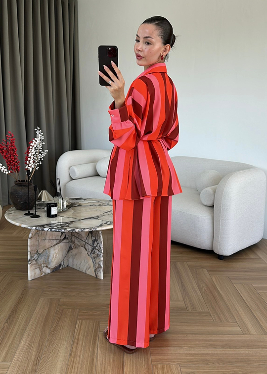 Boyuna Renk Bloklu Takım PEMBE