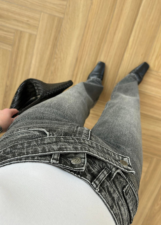 Çapraz Kemerli Straight Jean ANTRASİT