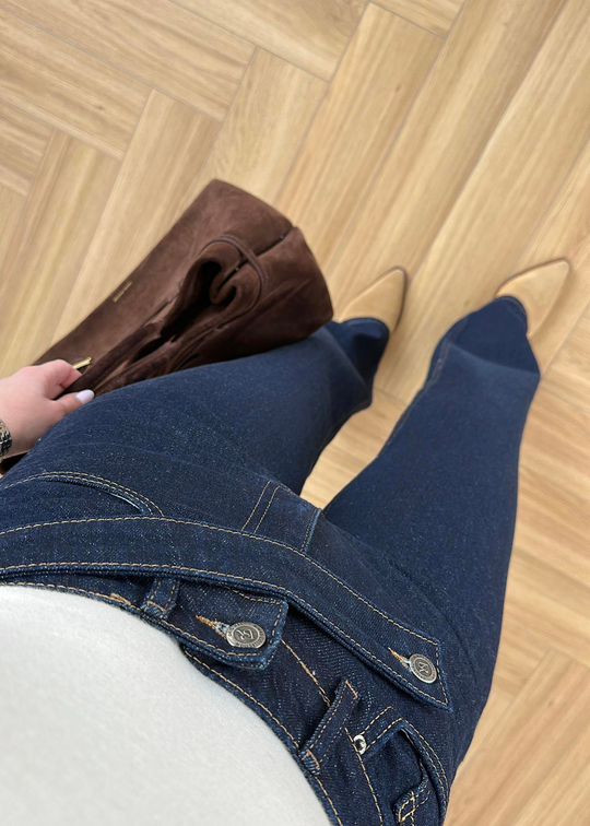 Çapraz Kemerli Straight Jean LACİVERT