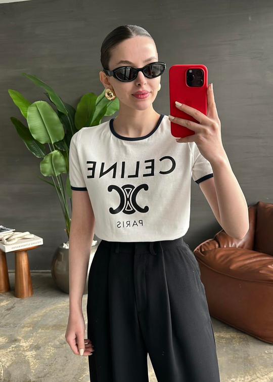 Celin Baskılı Tişört BEYAZ