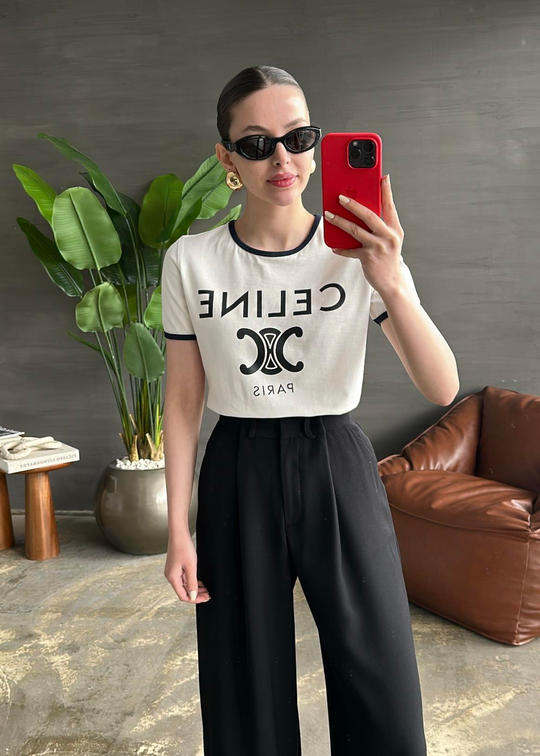 Celin Baskılı Tişört BEYAZ