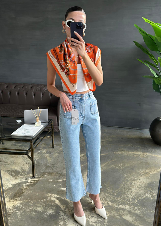 Cepli Flare Jean BUZ MAVİ