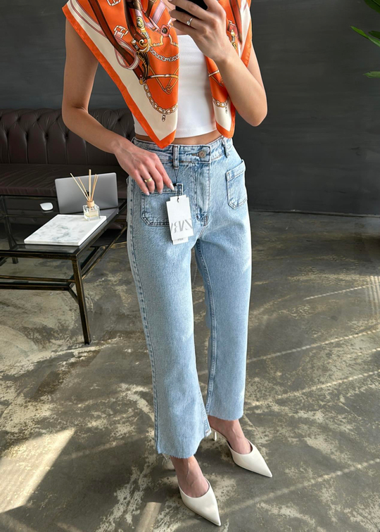 Cepli Flare Jean BUZ MAVİ