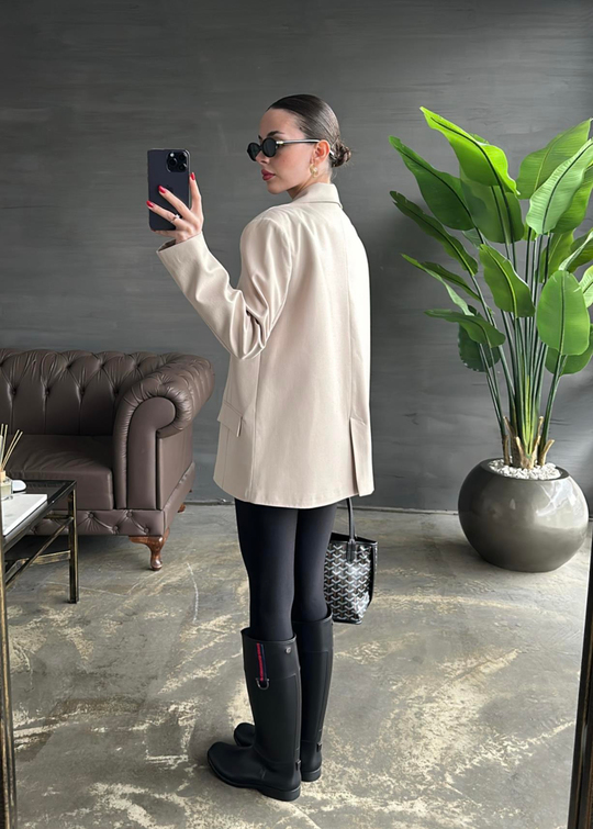 Çift Pileli Blazer Ceket BEJ