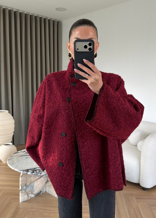 Çımalı Kırçıllı İnce Kaban BORDO