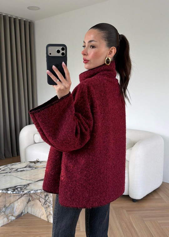 Çımalı Kırçıllı İnce Kaban BORDO
