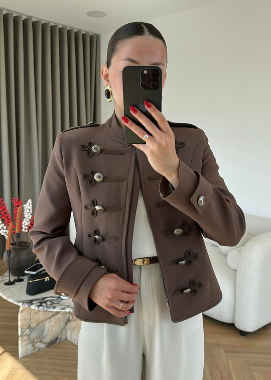 Çin Esintili Blazer KAHVE
