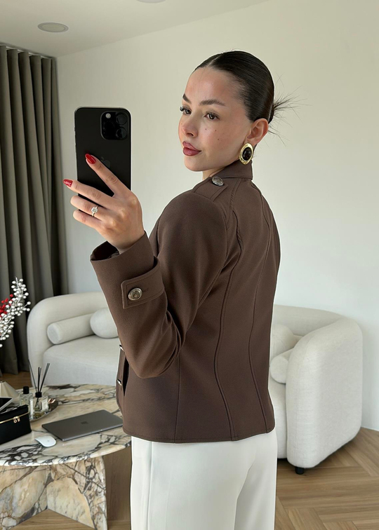 Çin Esintili Blazer KAHVE