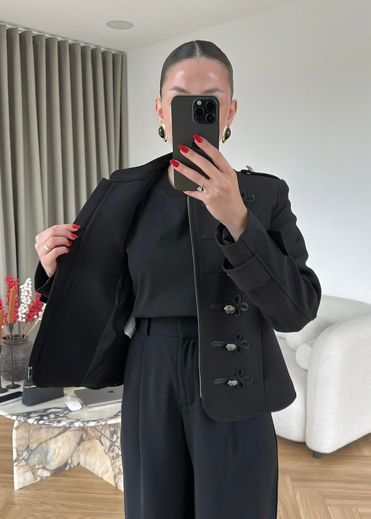 Çin Esintili Blazer SİYAH