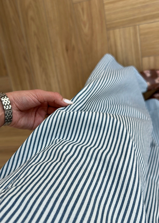 Çizgili Cotton Lastikli Pantolon RENKLİ