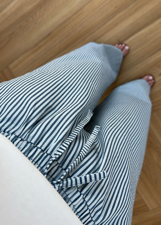 Çizgili Cotton Lastikli Pantolon RENKLİ