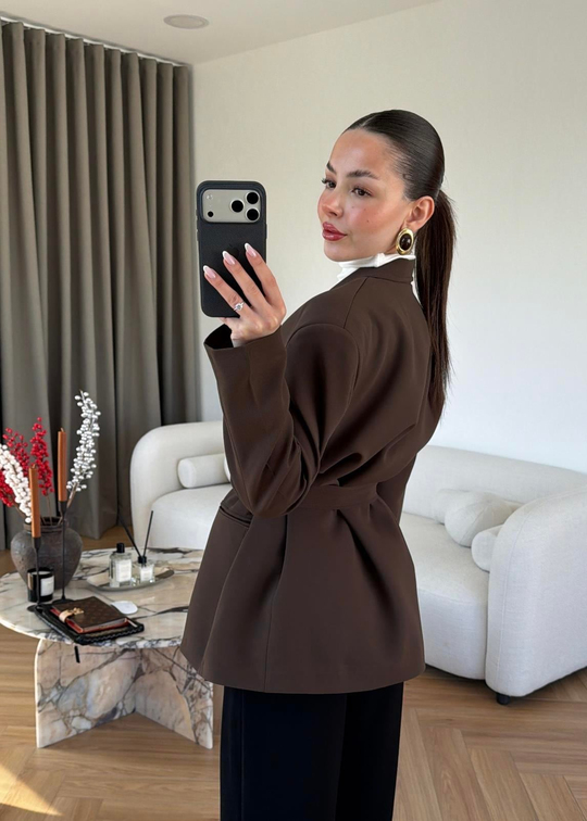 Clara Bağlamalı Ceket ACI KAHVE
