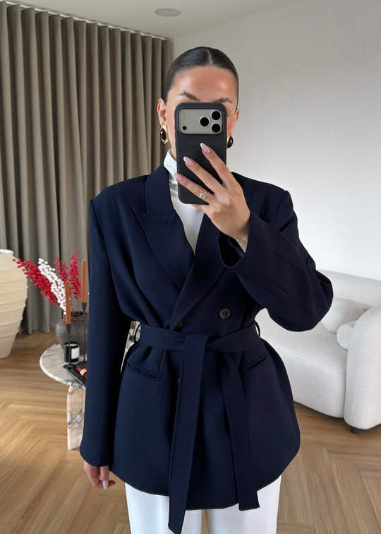 Clara Bağlamalı Ceket LACİVERT