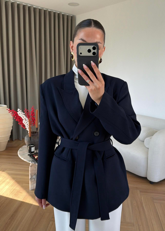 Clara Bağlamalı Ceket LACİVERT