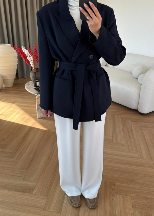 Clara Bağlamalı Ceket LACİVERT