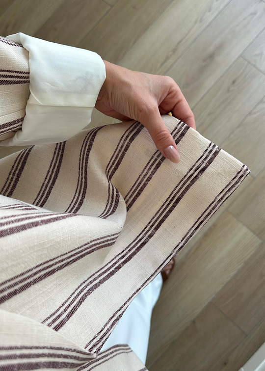 Cozy Çizgili Ceket BORDO