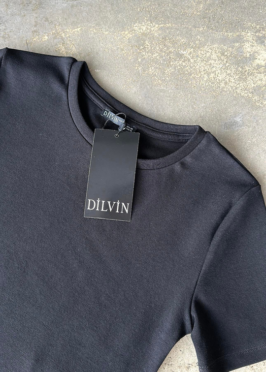Crop Dilvin Basic Tshirt SİYAH