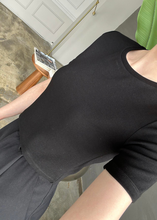 Crop Dilvin Basic Tshirt SİYAH