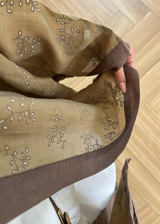 Dal Desenli Kemerli Tül Kimono HAKİ