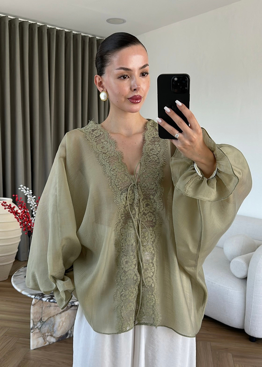 Dantelli Transparan Kimono ÇAĞLA
