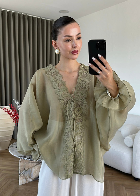 Dantelli Transparan Kimono ÇAĞLA