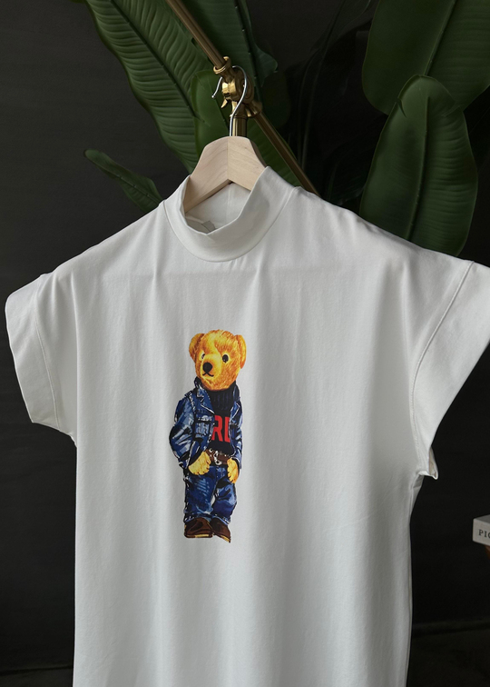 Denim Ceketli Teddy Tişört BEYAZ