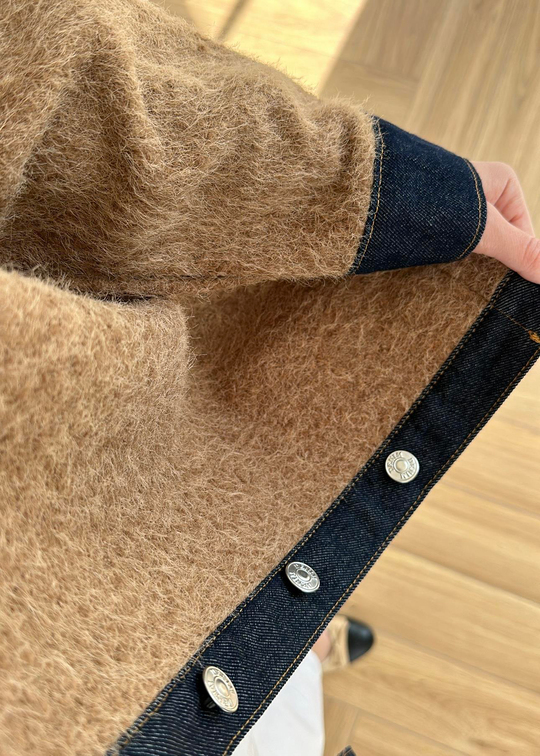 Denim Detaylı Buklet Ceket CAMEL