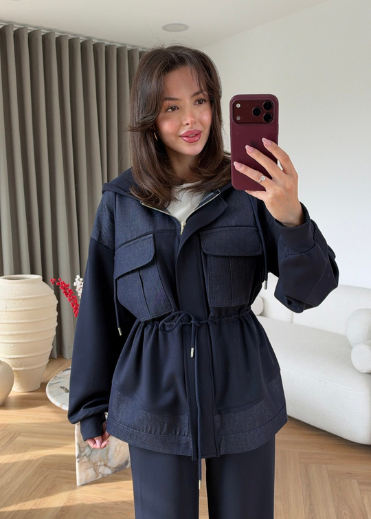 Denim Detaylı Eşofman Takım LACİVERT