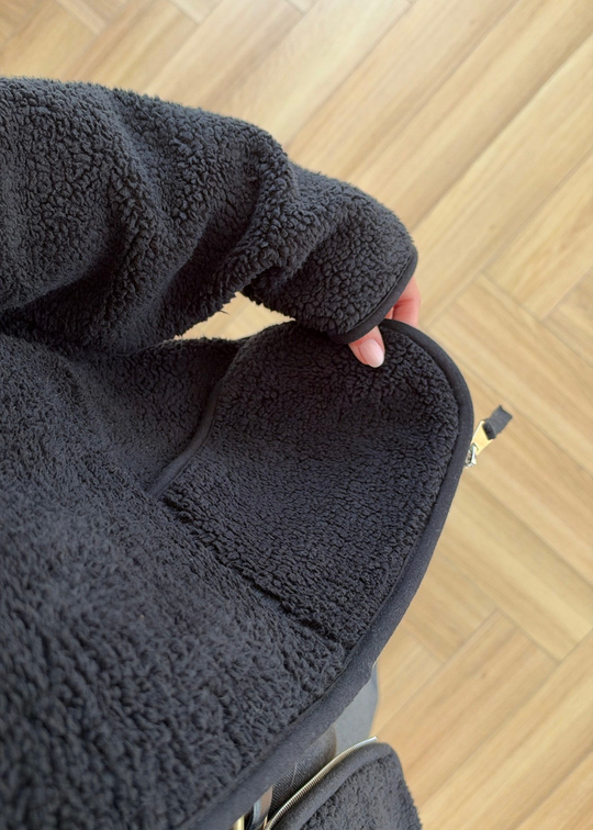 Desensiz Fermuarlı Peluş Ceket SİYAH