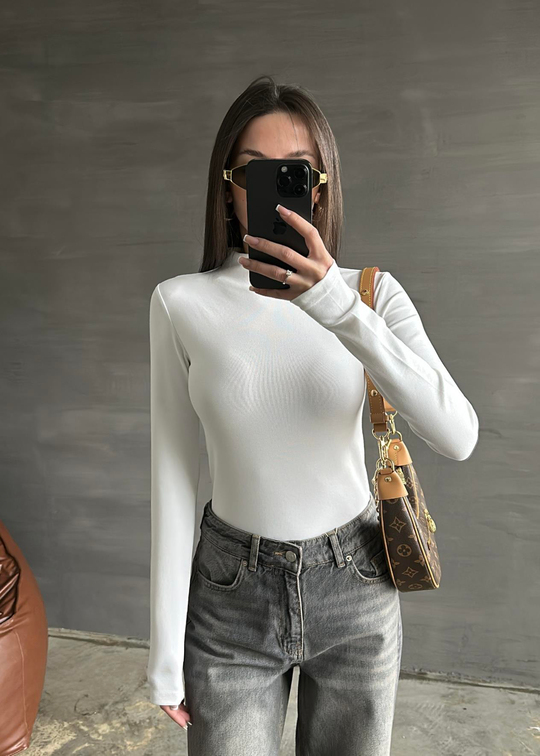 Dilvin Balıkçı Yaka Top Bluz EKRU