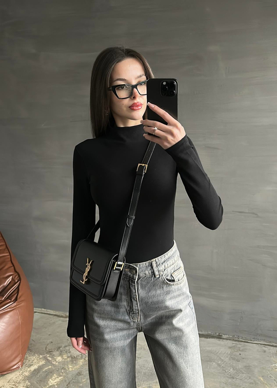 Dilvin Balıkçı Yaka Top Bluz SİYAH