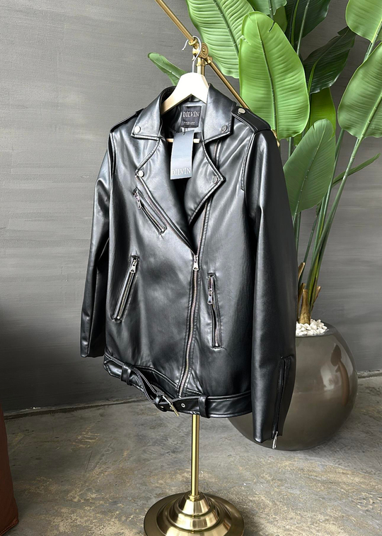Dilvin Deri Biker Ceket SİYAH