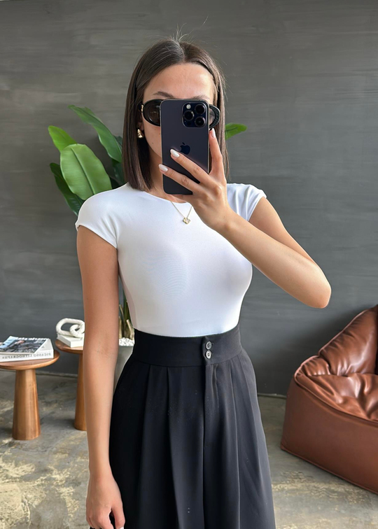 Dilvin Fit Tişört BEYAZ