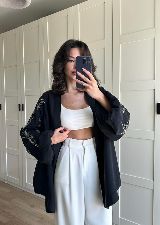 Dolce İşlemeli Kimono SİYAH
