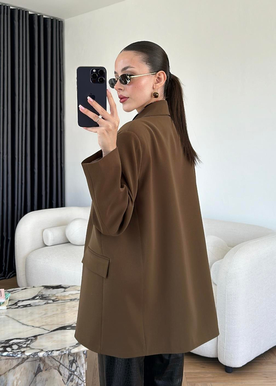 Dört Düğmeli Oversize Ceket SÜTLÜ KAHVE
