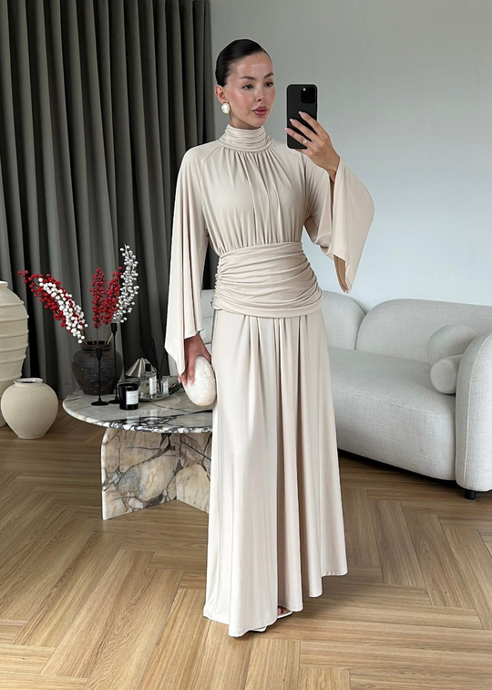 Drapeli Premium Elbise TAŞ
