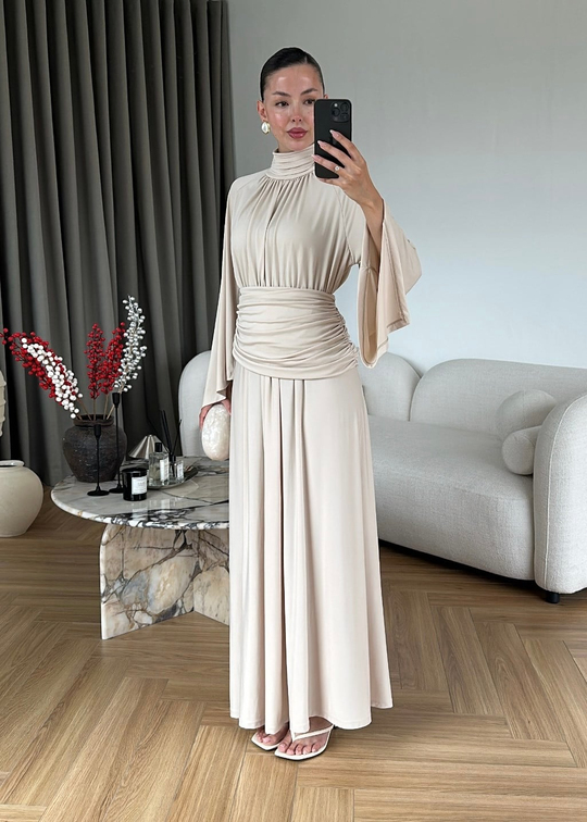 Drapeli Premium Elbise TAŞ