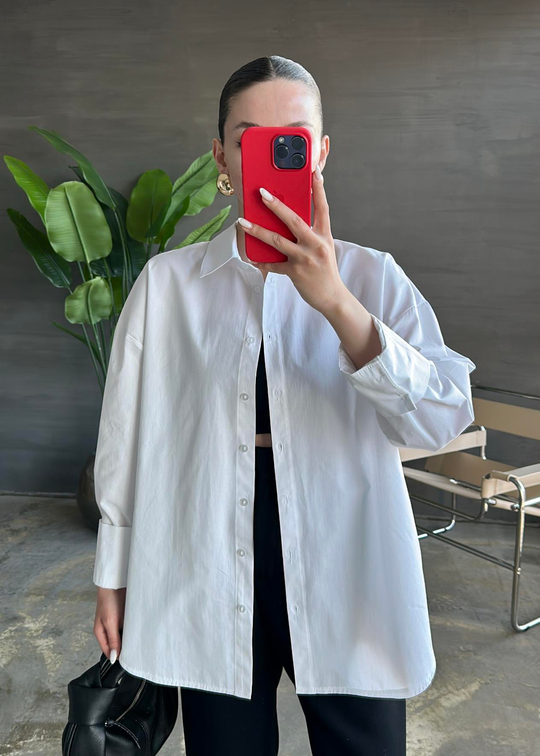 Düz Poplin Tunik BEYAZ