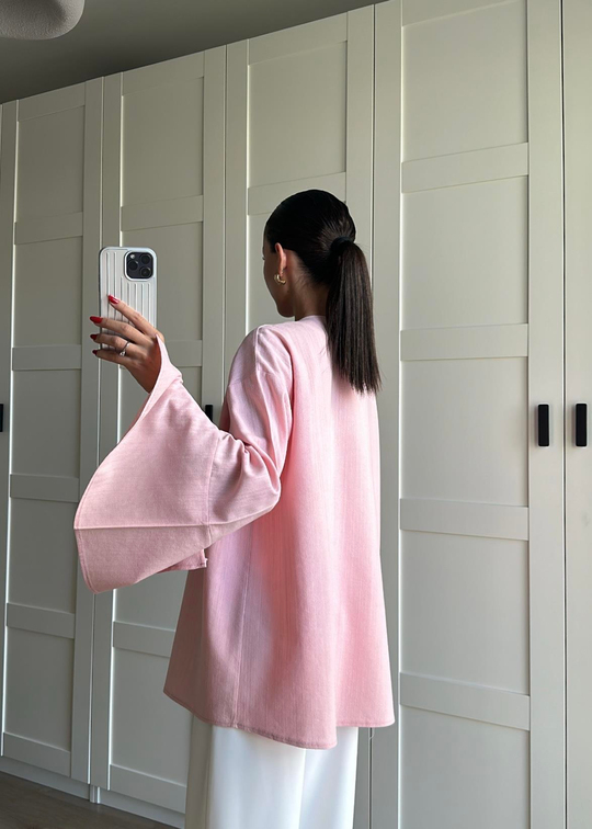 Efil Keten Kimono PEMBE
